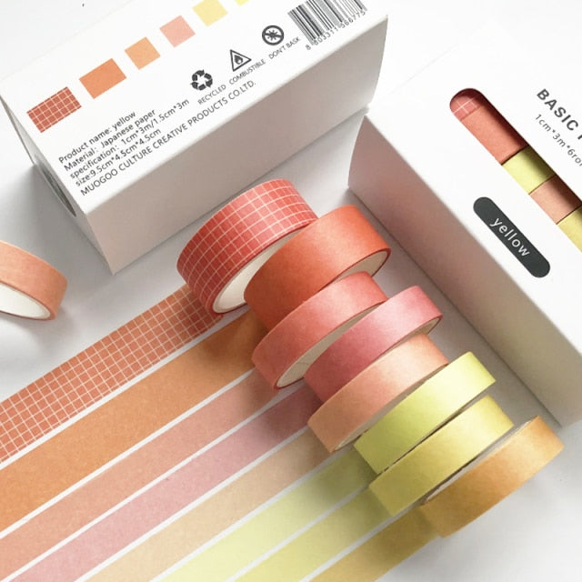 8pcs/set Retro Solid Color Basic Decoration Washi Tape