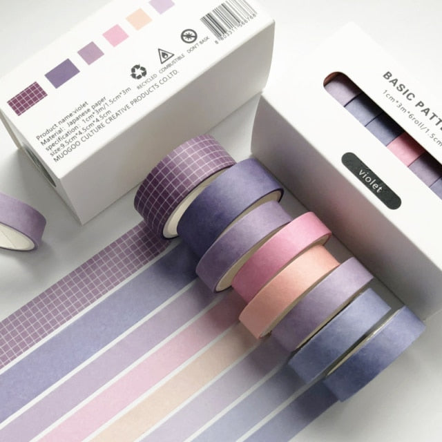 8pcs/set Retro Solid Color Basic Decoration Washi Tape