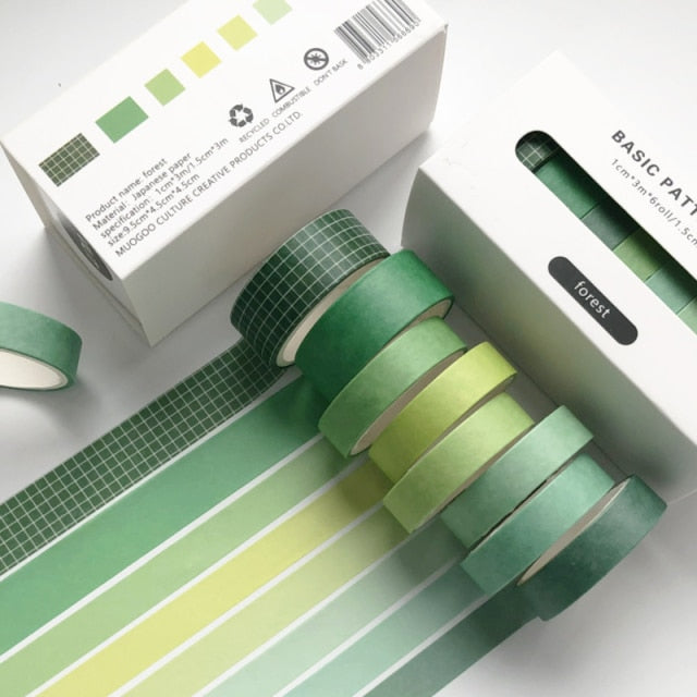 8pcs/set Retro Solid Color Basic Decoration Washi Tape