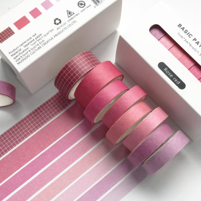 8pcs/set Retro Solid Color Basic Decoration Washi Tape