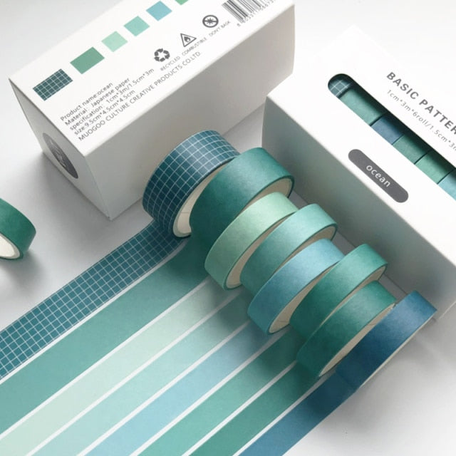 8pcs/set Retro Solid Color Basic Decoration Washi Tape