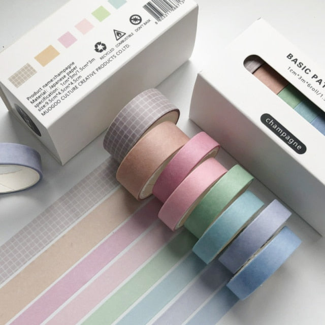8pcs/set Retro Solid Color Basic Decoration Washi Tape