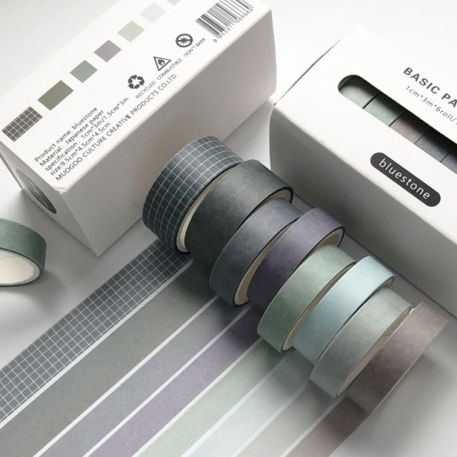 8pcs/set Retro Solid Color Basic Decoration Washi Tape