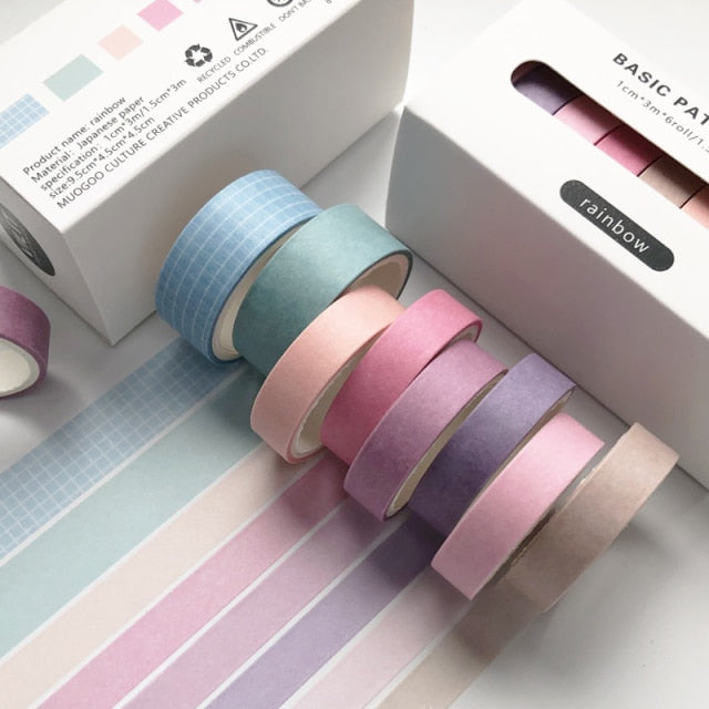 8pcs/set Retro Solid Color Basic Decoration Washi Tape