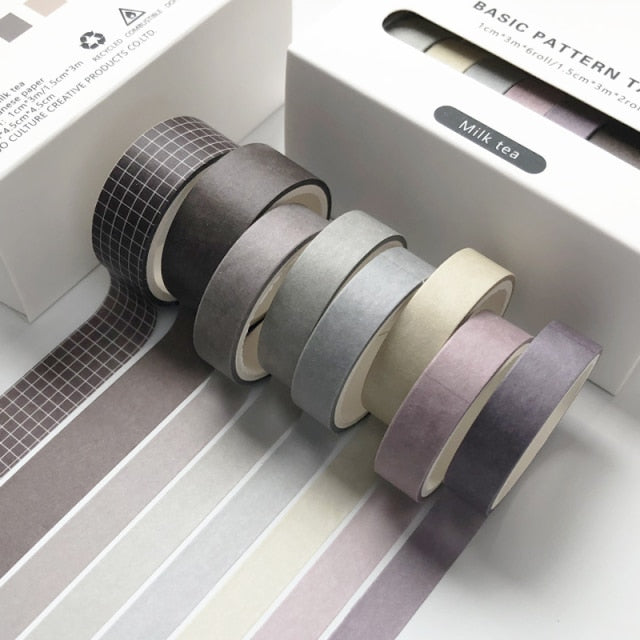8pcs/set Retro Solid Color Basic Decoration Washi Tape