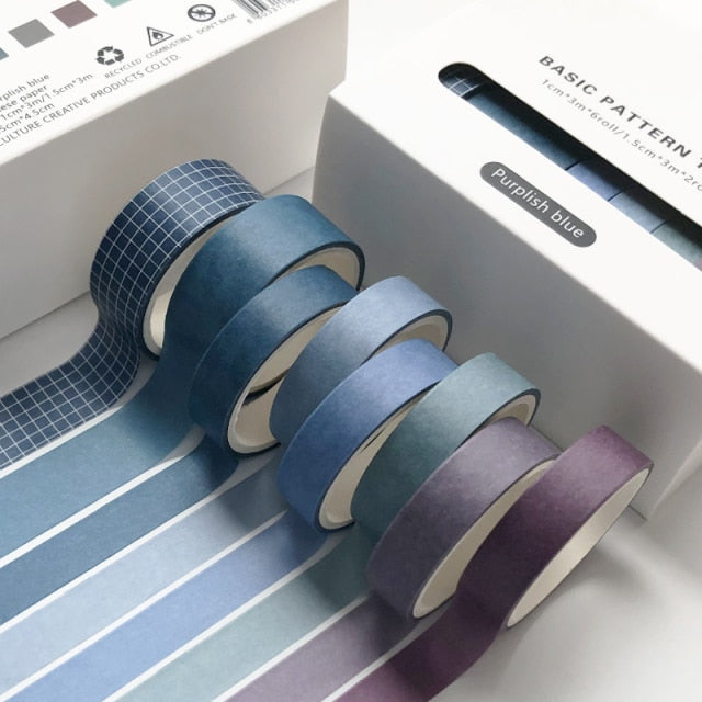 8pcs/set Retro Solid Color Basic Decoration Washi Tape