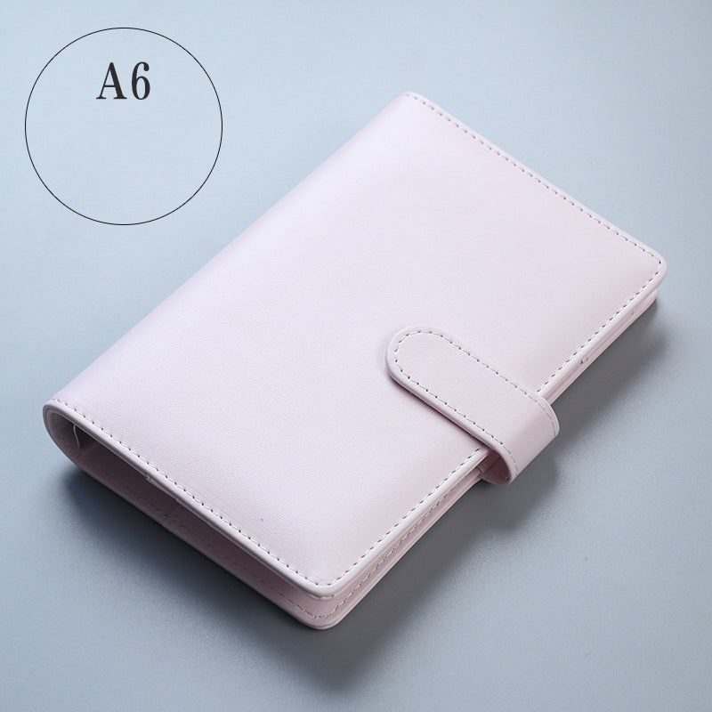 Macaron Color A5 A6 6 Ring Binder PU Clip-on Notebook Leather Loose Leaf Notebook Cover Notebooks Journal Kawaii Stationery