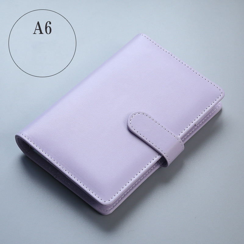 Macaron Color A5 A6 6 Ring Binder PU Clip-on Notebook Leather Loose Leaf Notebook Cover Notebooks Journal Kawaii Stationery