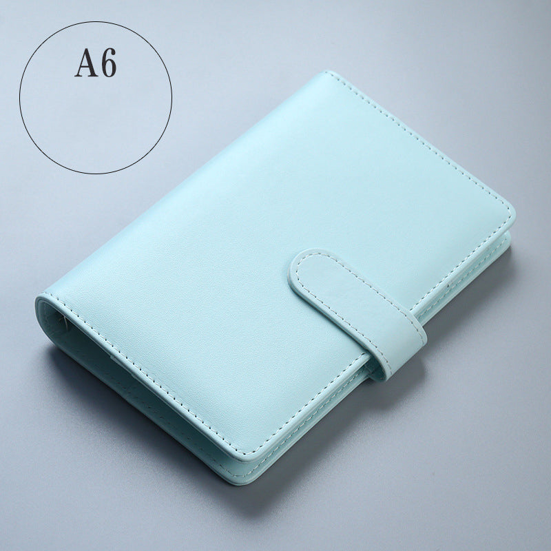 Macaron Color A5 A6 6 Ring Binder PU Clip-on Notebook Leather Loose Leaf Notebook Cover Notebooks Journal Kawaii Stationery