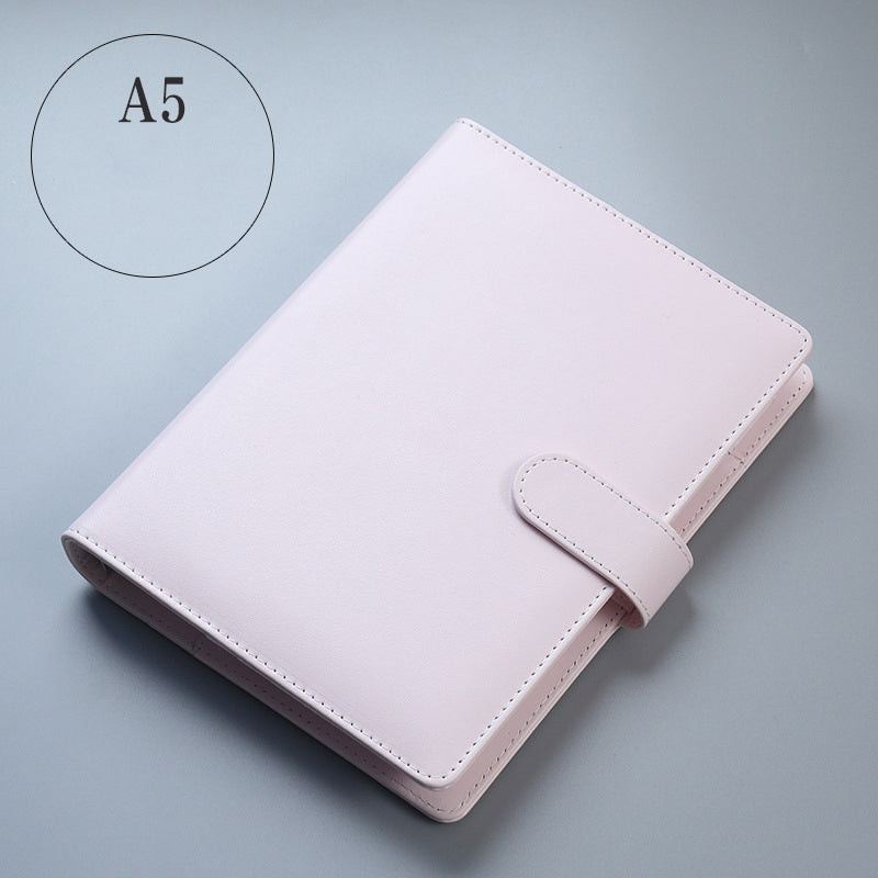 Macaron Color A5 A6 6 Ring Binder PU Clip-on Notebook Leather Loose Leaf Notebook Cover Notebooks Journal Kawaii Stationery