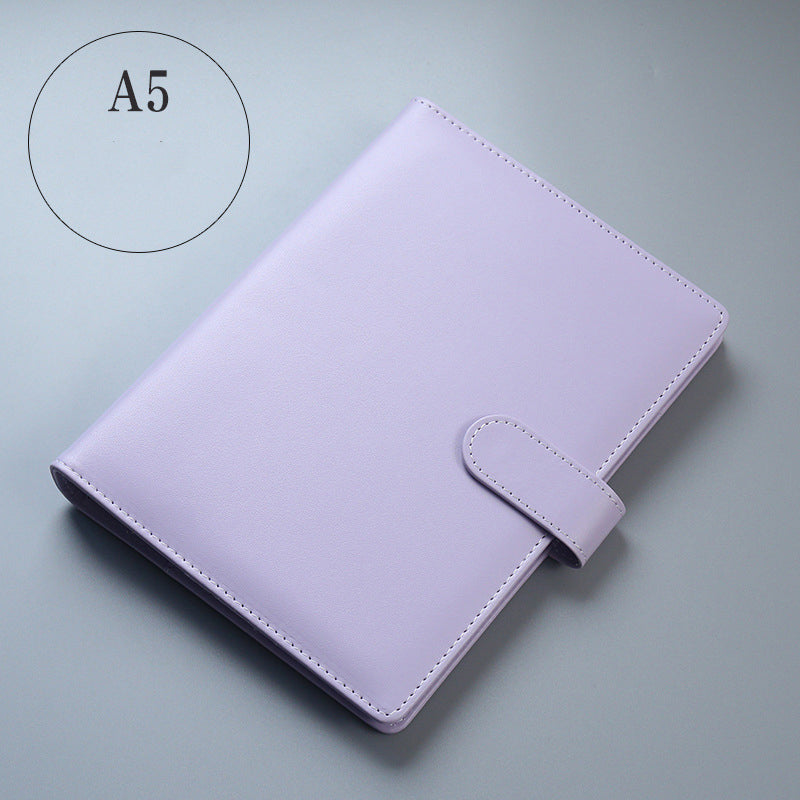 Macaron Color A5 A6 6 Ring Binder PU Clip-on Notebook Leather Loose Leaf Notebook Cover Notebooks Journal Kawaii Stationery