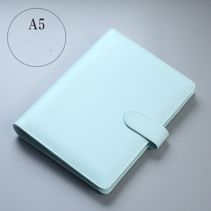 Macaron Color A5 A6 6 Ring Binder PU Clip-on Notebook Leather Loose Leaf Notebook Cover Notebooks Journal Kawaii Stationery