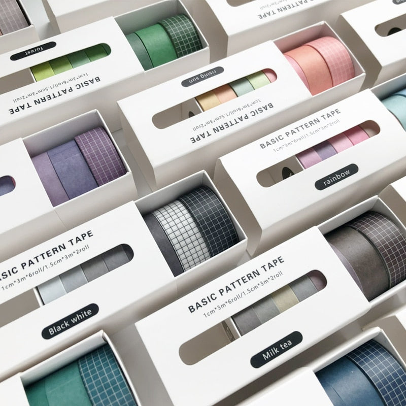 8pcs/set Retro Solid Color Basic Decoration Washi Tape