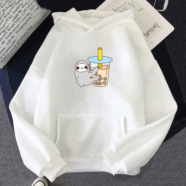 Sloth and Boba Printed Pullover