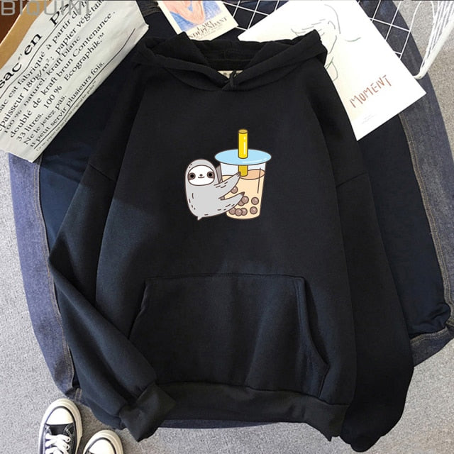 Sloth and Boba Printed Pullover