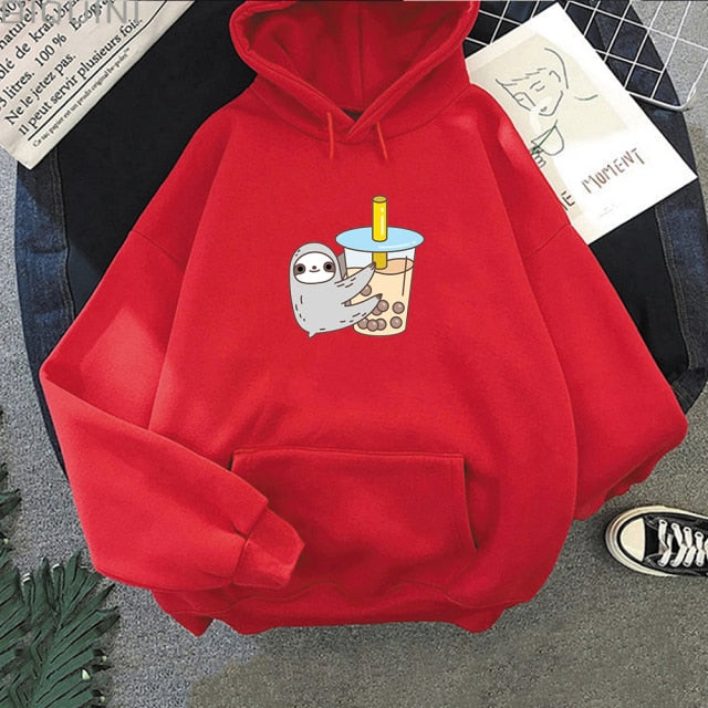 Sloth and Boba Printed Pullover