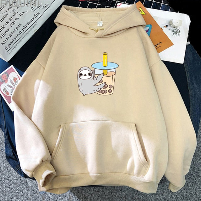 Sloth and Boba Printed Pullover