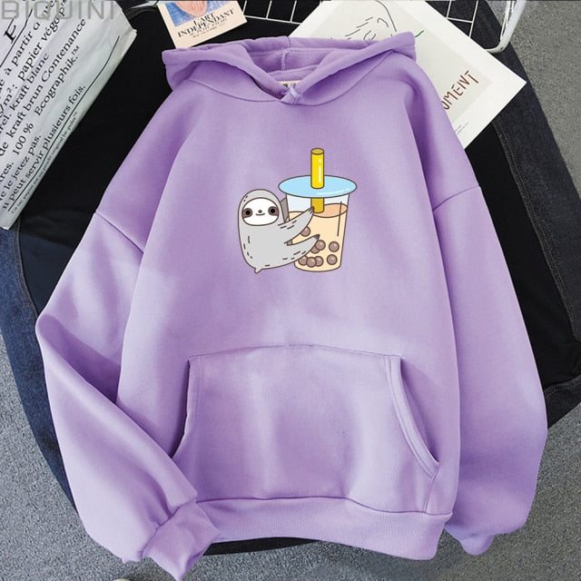 Sloth and Boba Printed Pullover