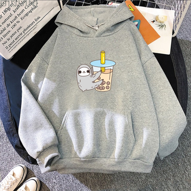 Sloth and Boba Printed Pullover