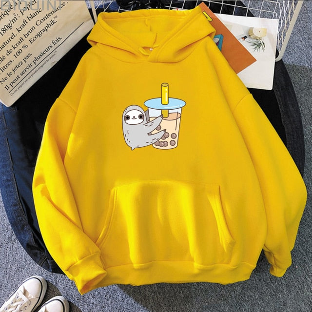 Sloth and Boba Printed Pullover