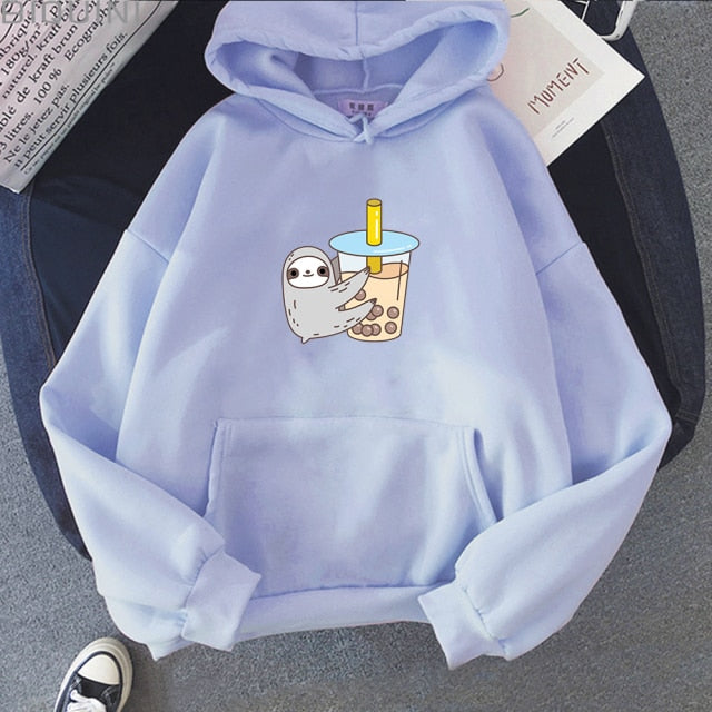 Sloth and Boba Printed Pullover