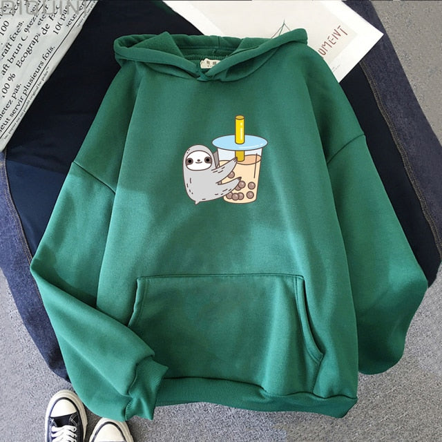 Sloth and Boba Printed Pullover