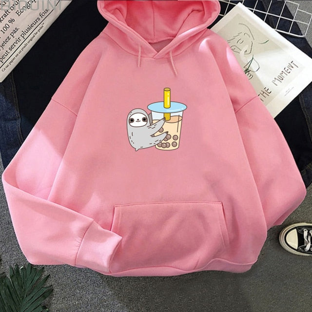 Sloth and Boba Printed Pullover