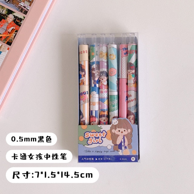 6pcs/Set Kawaii Cartoon Rabbit Gel Pen