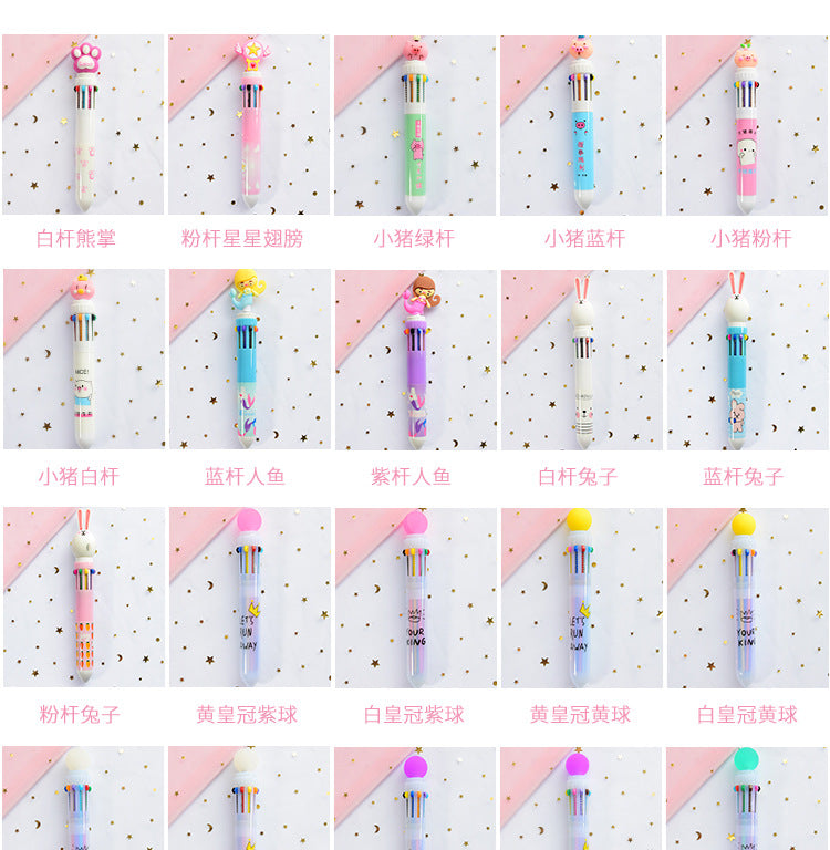 10 Colors Cute Animal Cartoon Ballpoint Pen