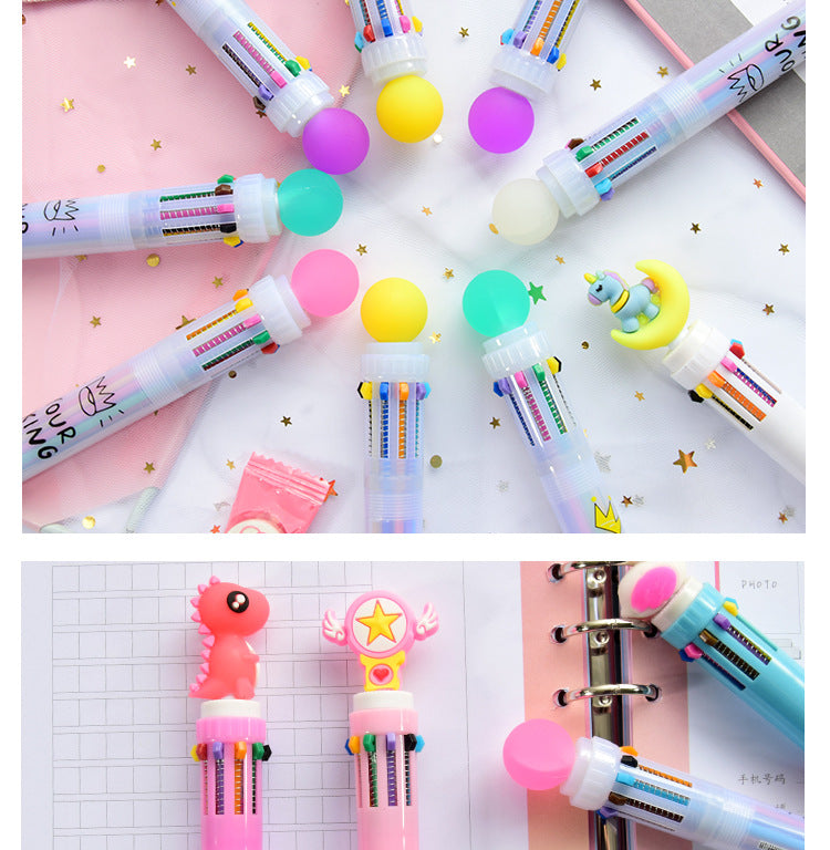 10 Colors Cute Animal Cartoon Ballpoint Pen