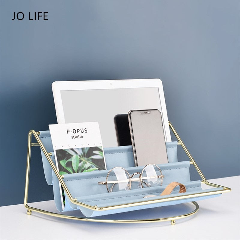 Multi-layer Nordic Leather Tabletop Storage Rack