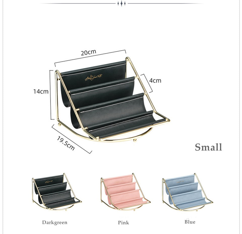 Multi-layer Nordic Leather Tabletop Storage Rack