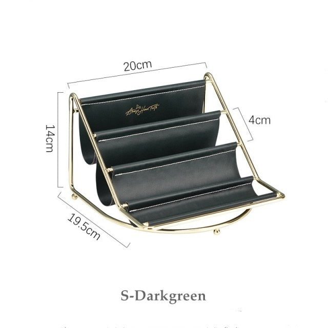 Multi-layer Nordic Leather Tabletop Storage Rack