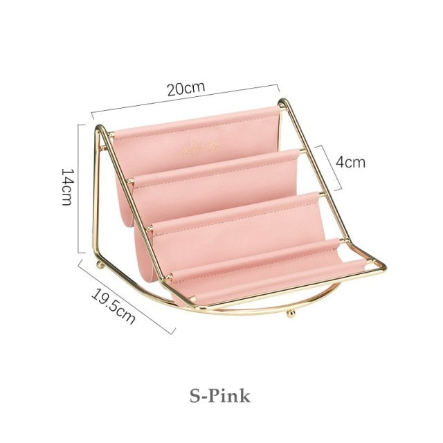 Multi-layer Nordic Leather Tabletop Storage Rack