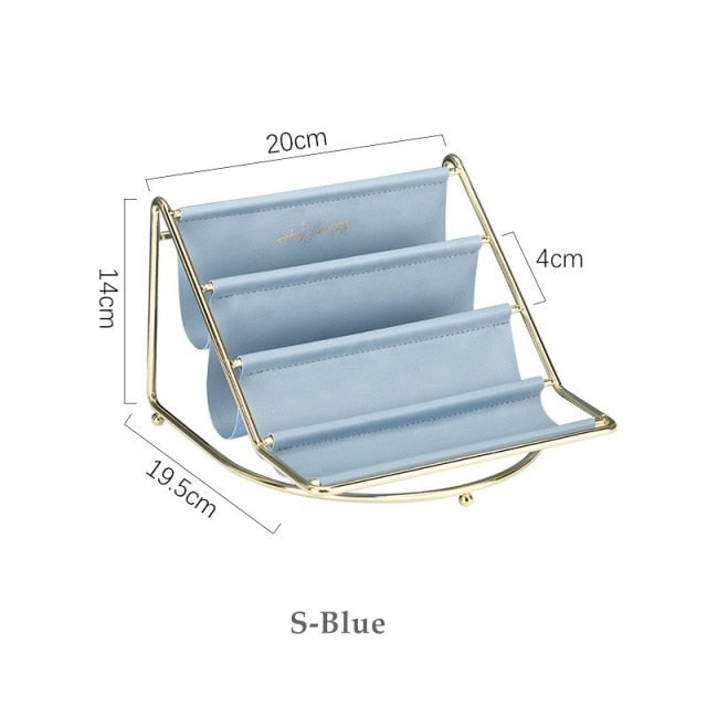 Multi-layer Nordic Leather Tabletop Storage Rack
