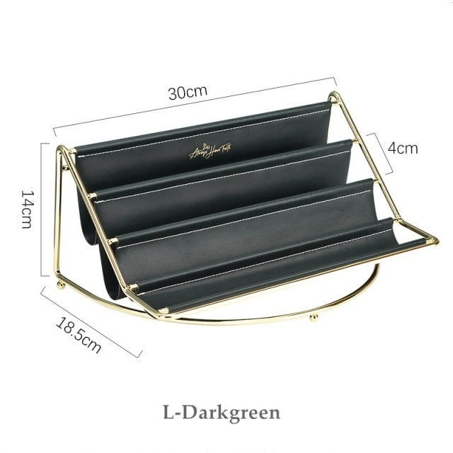 Multi-layer Nordic Leather Tabletop Storage Rack