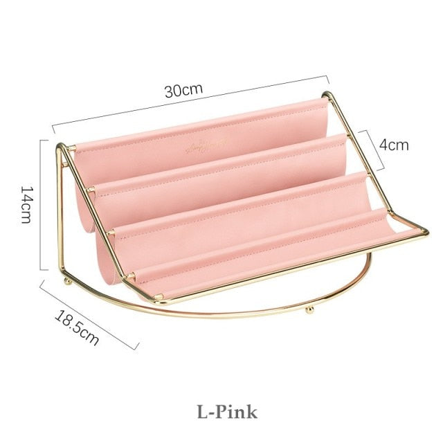 Multi-layer Nordic Leather Tabletop Storage Rack