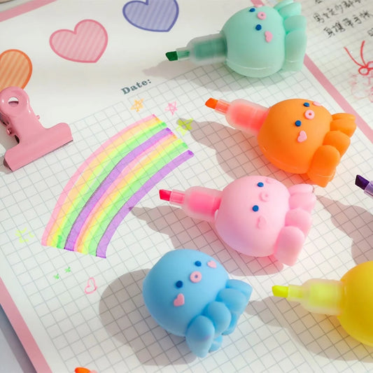 5pc  Cute Cartoons Octopus Highlighters Pens
