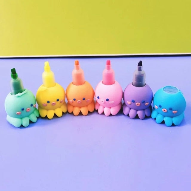 5pc  Cute Cartoons Octopus Highlighters Pens